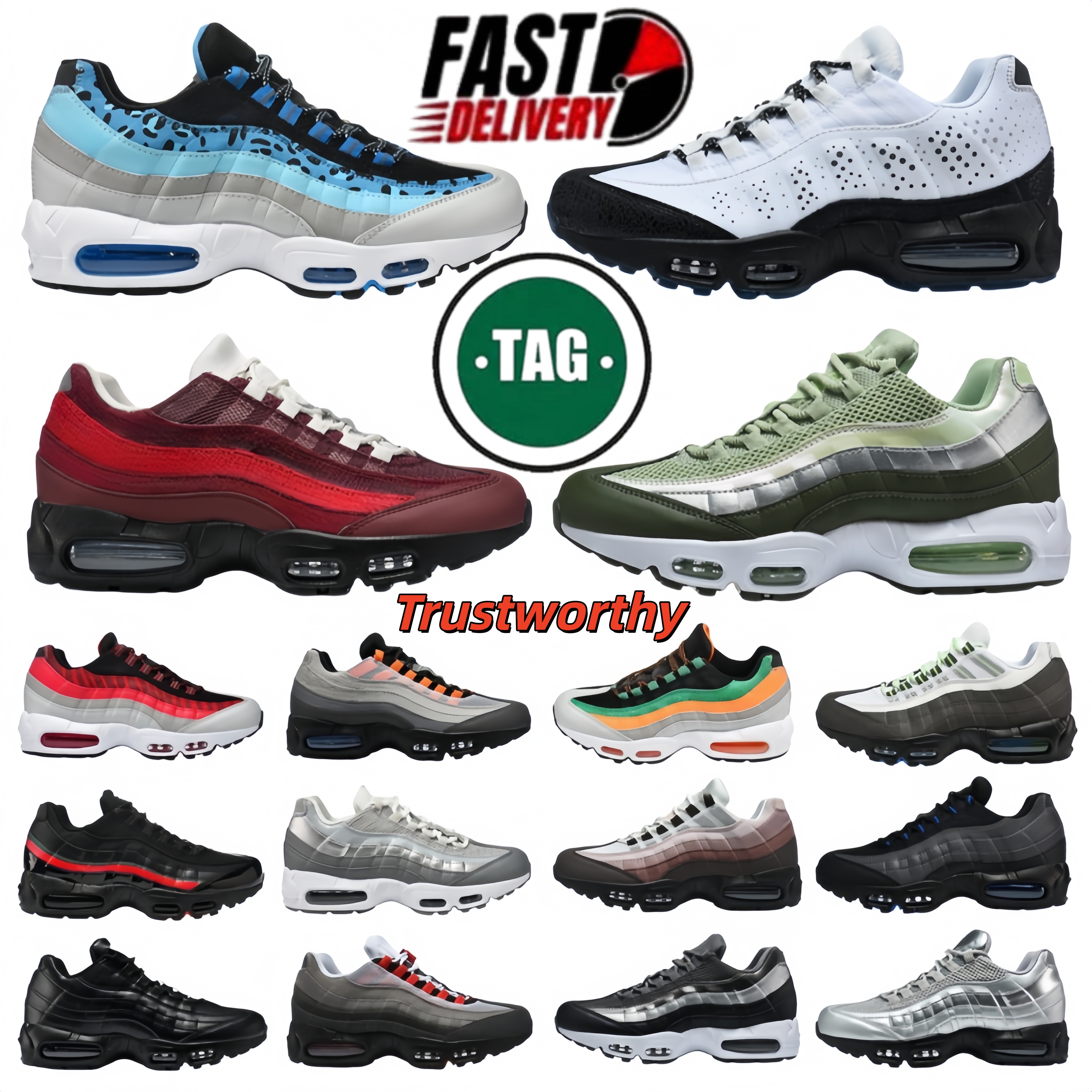 Designer Running Shoes 95s Mens Womens Eur40-46 Red Silver brown Outdoor Sneakers Sports Athleisure Trainers Fashion Daily Outfit