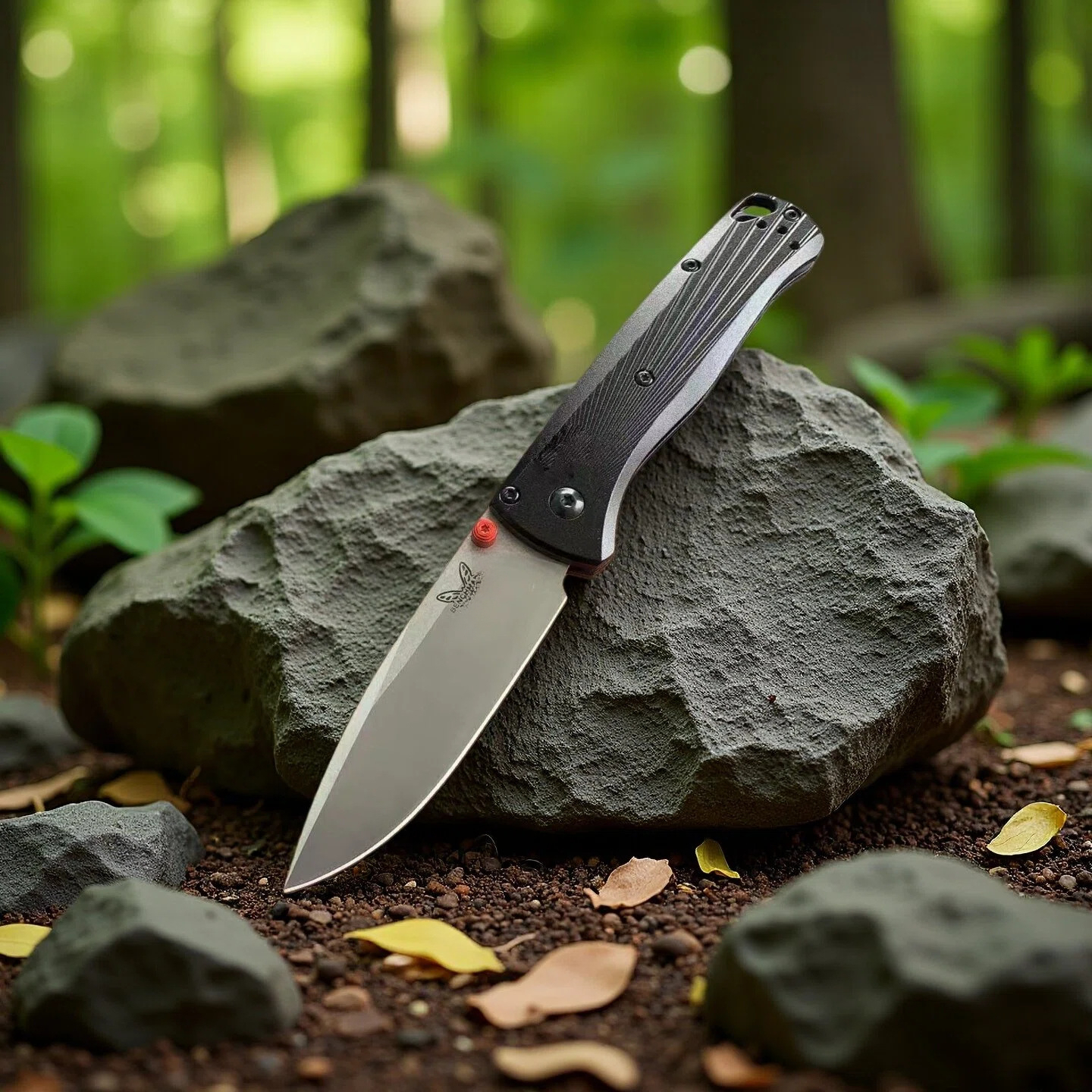 BM 535BK-4 Bugout Pocket Folding Knife 3.24" M390 Black DLC Plain Blade, Machined Aluminum Handles Outdoor Camping Fishing Tools
