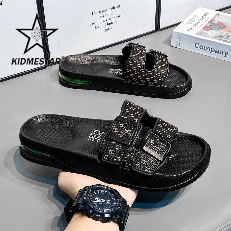 Designer Luxury Men's Casual Outdoor High-end Beach Sandals For Home Wear Comfortable Korean-style Lightweight Double Buckle Style With Anti-slip
