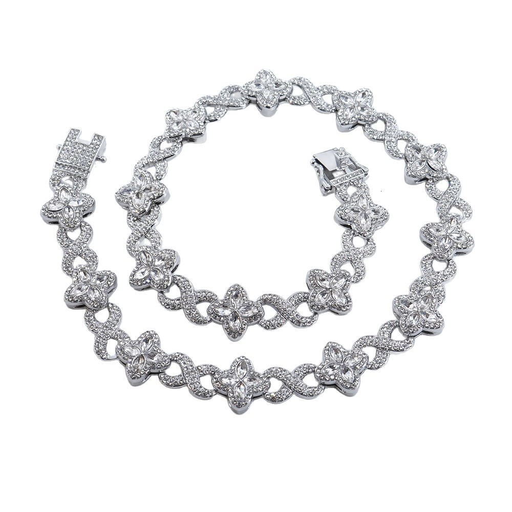Designer Designer European and American Hot-Selling Four-Leaf Clover 8-Shape Cuban Chain Necklace Trendy Cool High-End Feel Unisex Necklace