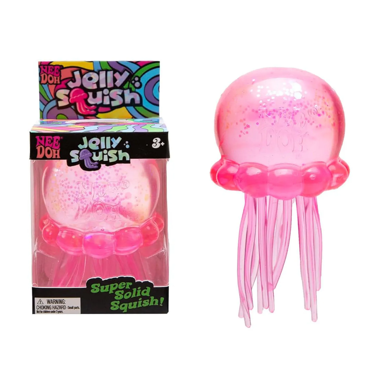 Needoh nice cube Fuzz Ball Stress Reliever Fidget Tool Jelly Squeezing Toy Jellyfish Shape Swinging Tentacles Bring Sensory Fun Parent Child Interacti