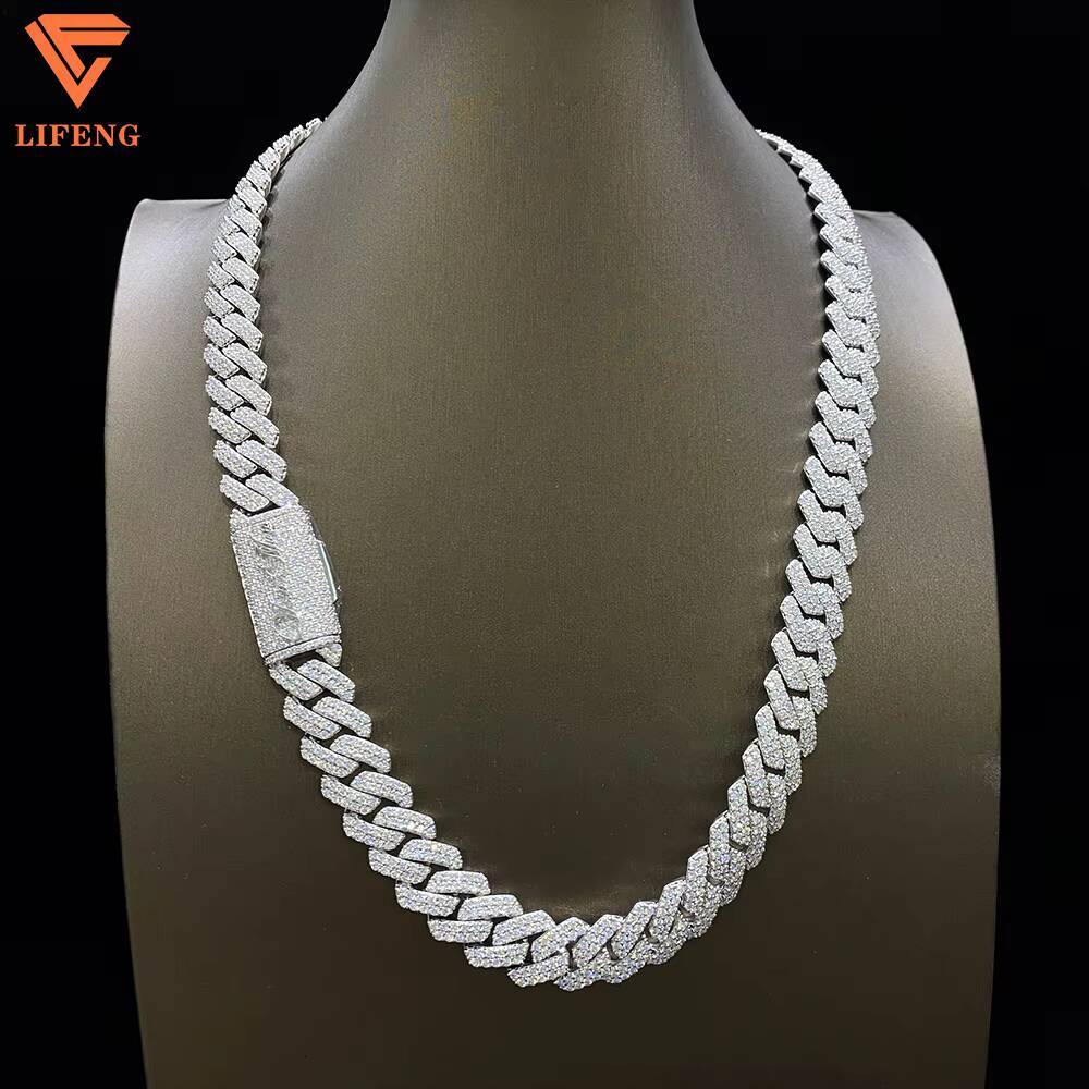 14mm 2row Miami Cuban Link Chain Moissanite Vvs Necklace Diamond Test Ice Custom Chain for Men Hip Hop Cool Jewelry