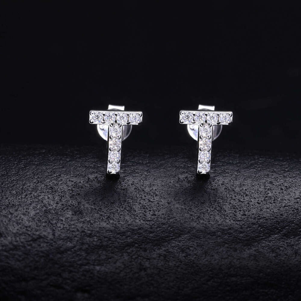 S925 silver moissanite hip-hop new simple style, 26 letter earrings, trendy fashion earrings for women - view 5