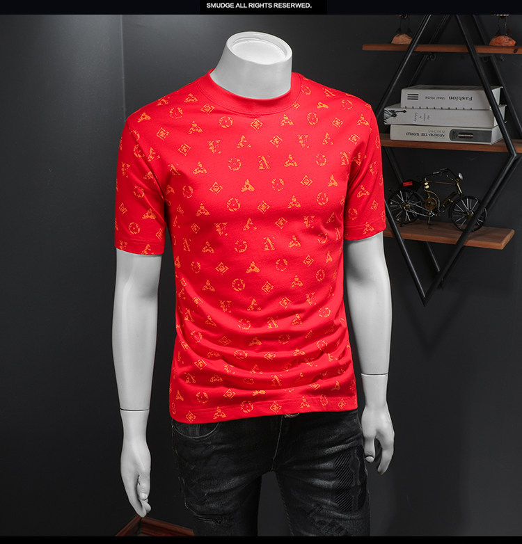 Free shipping 2026 summer new trendy printed design men's T-shirt fashionable casual round neck short sleeved size m-5xl hot sale