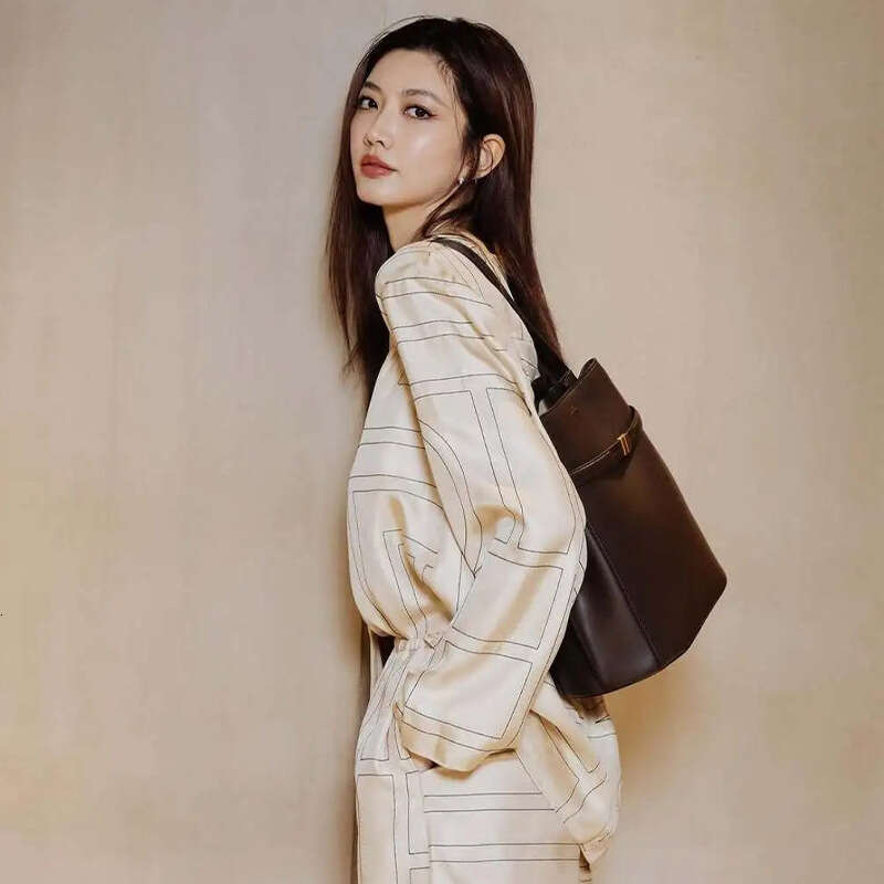 Niche Design Commuter Handbag, High End Genuine Leather Bucket Bag, Minimalist Simple Crossbody Shoulder Bag, Luxury Daily Commuter Purse SENYY