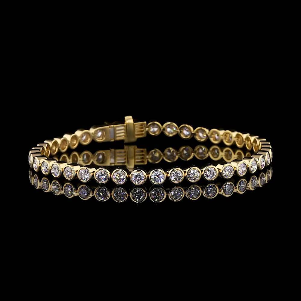 Bezel Lab Created Diamond Tennis Bracelet 18K Solid Gold IGI Certified Sustainable Luxury Jewelry Custom Length Options