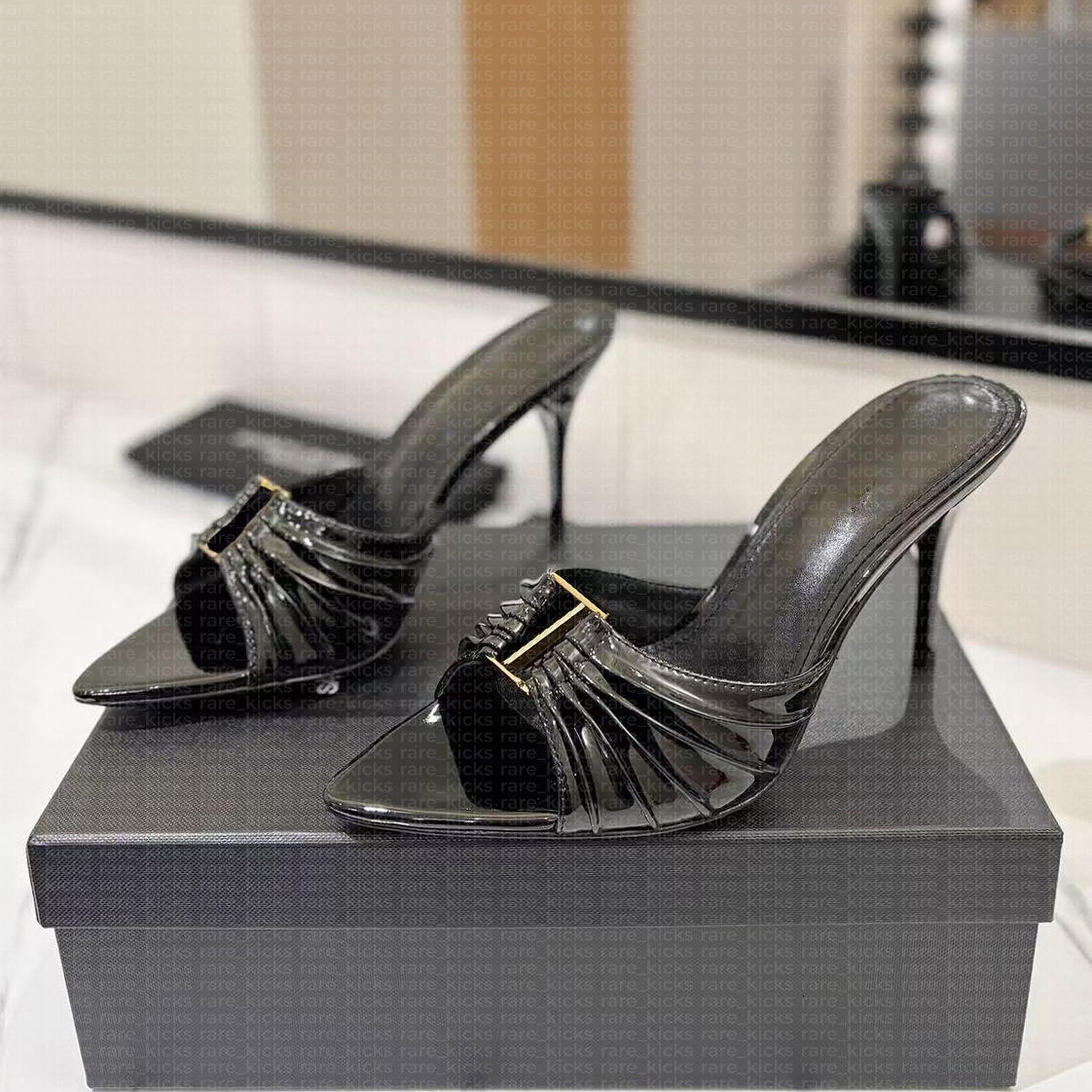 Designer sandals OPYUM High heels Ladies stiletto mule Genuine Leather Letter Buckle Sharp toes sandals luxury women sandals 35-42