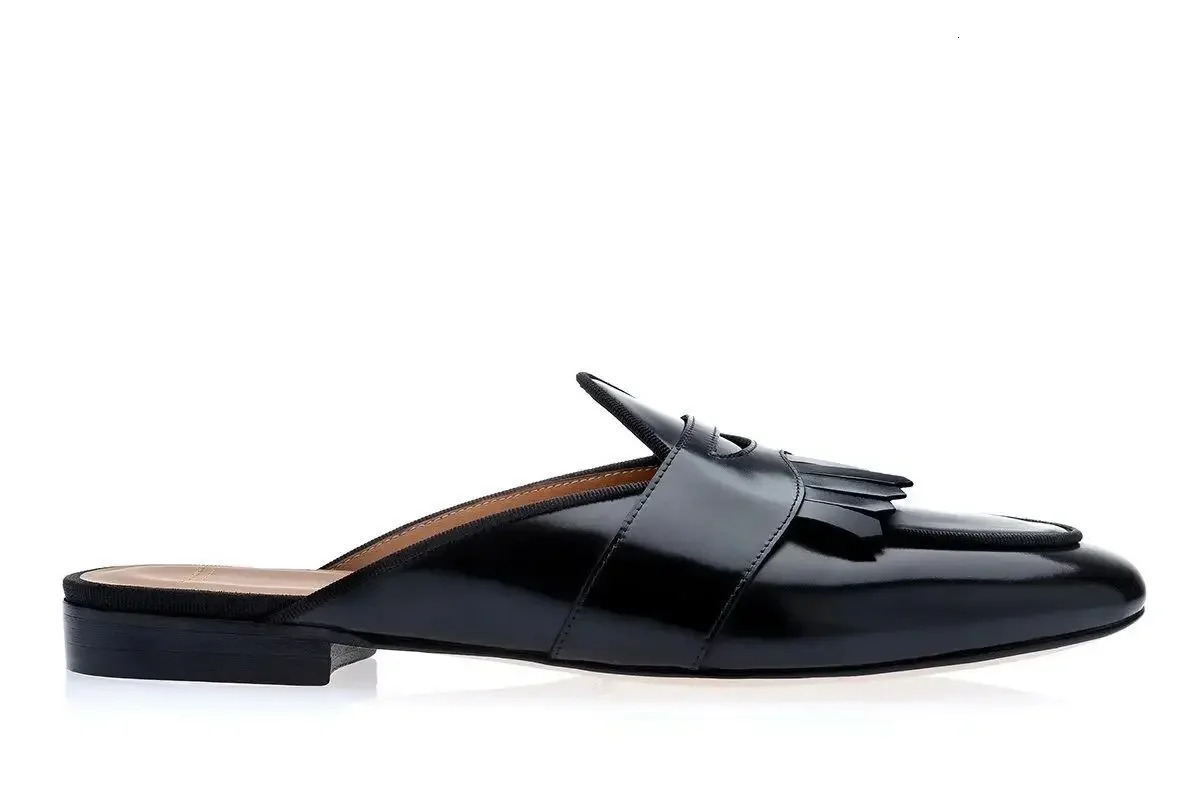 Mens Colorful Print Summer Leather Slippers Comfortable Flat Heel Slip On AntiSlip Mules Male Pointed Toe Sandal Shoes 260427 - view 4