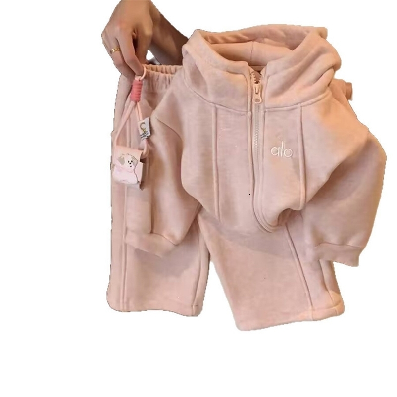Girls Autumn and Winter High-Quality Fleece-Lined Jacket and Wide-Leg Pants Casual Two-Piece Set 260424 - view 6