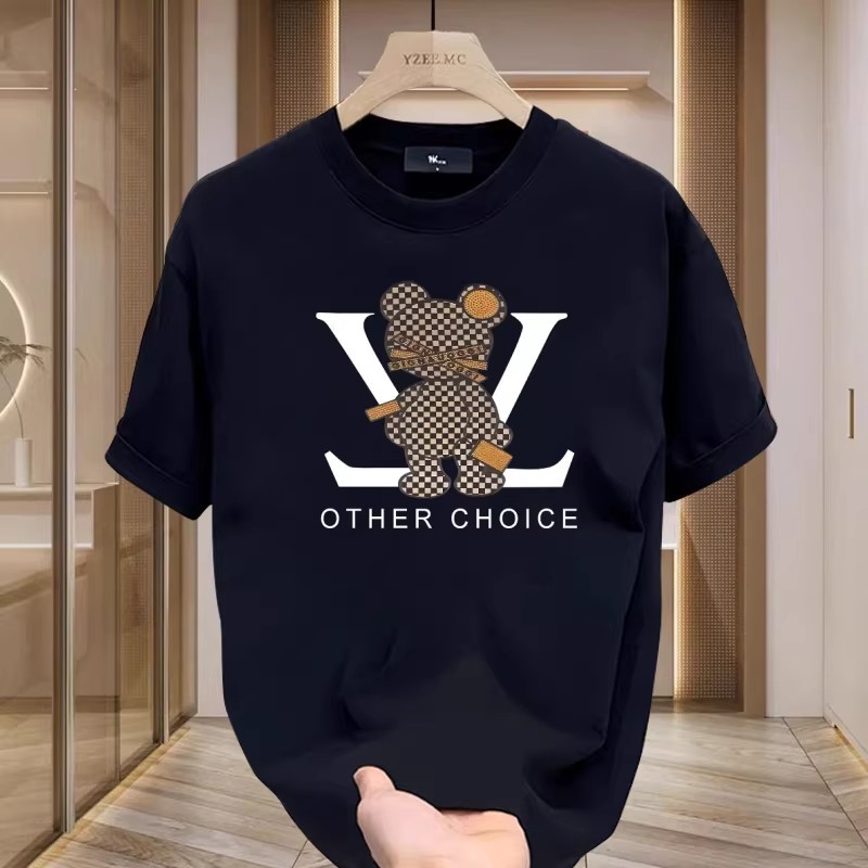 2026 Summer New Printed Design Men's Round Neck Short Sleeve T-shirt Trendy Fashion Casual Loose Top