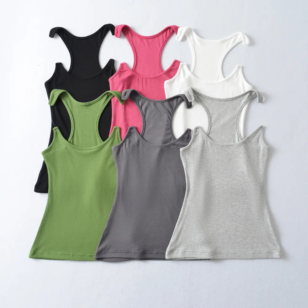 Women Ypro Ribbed Invisible Strap Tank Top Camis Tee 260427