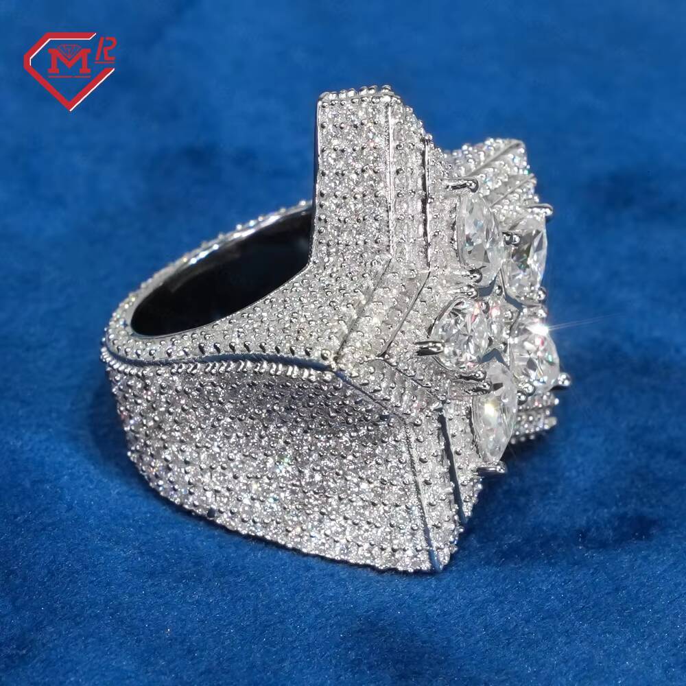 Luxury Hip Hop Jewelry Moissanite Rings Star 925 Silver Iced Out Championship Ring VVS Moissanite Ring