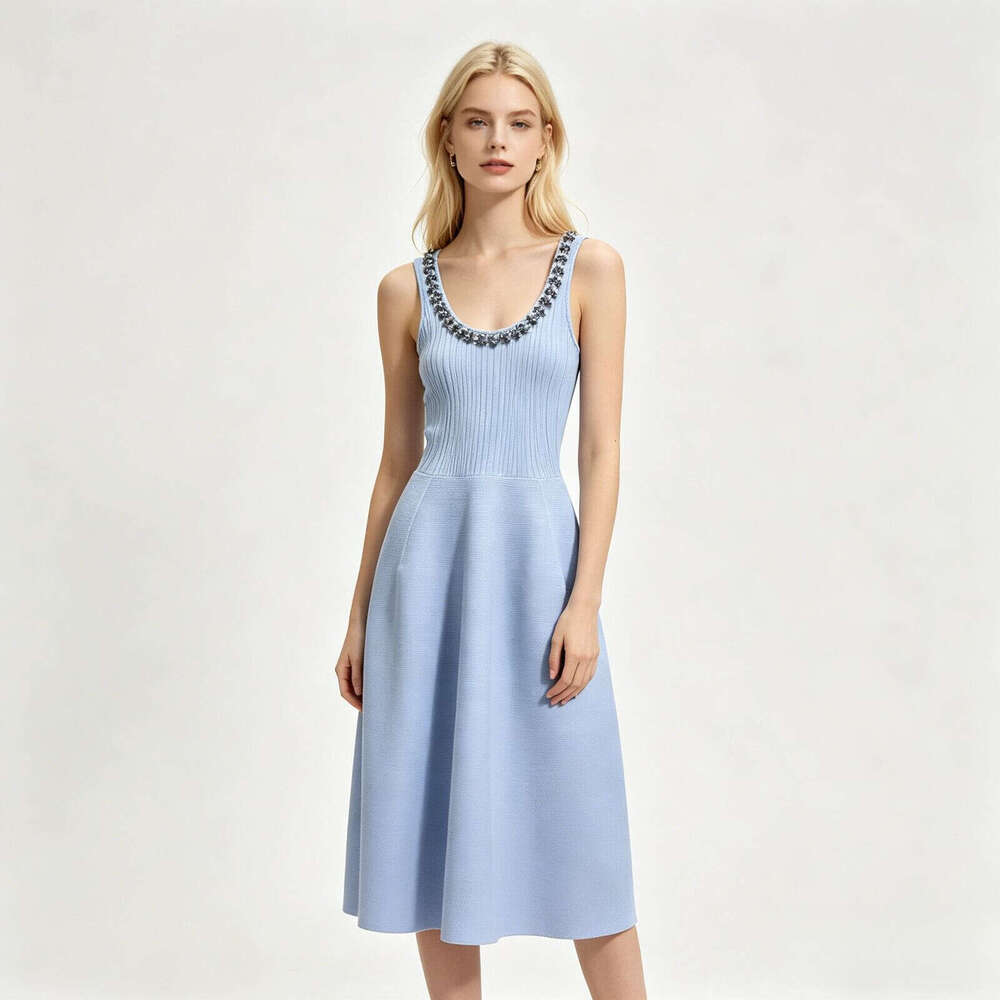 2026 k30 Spring New French Elegant Style, Slim Knitted Tank Top Skirt, FC FC Designer Waist Skirt