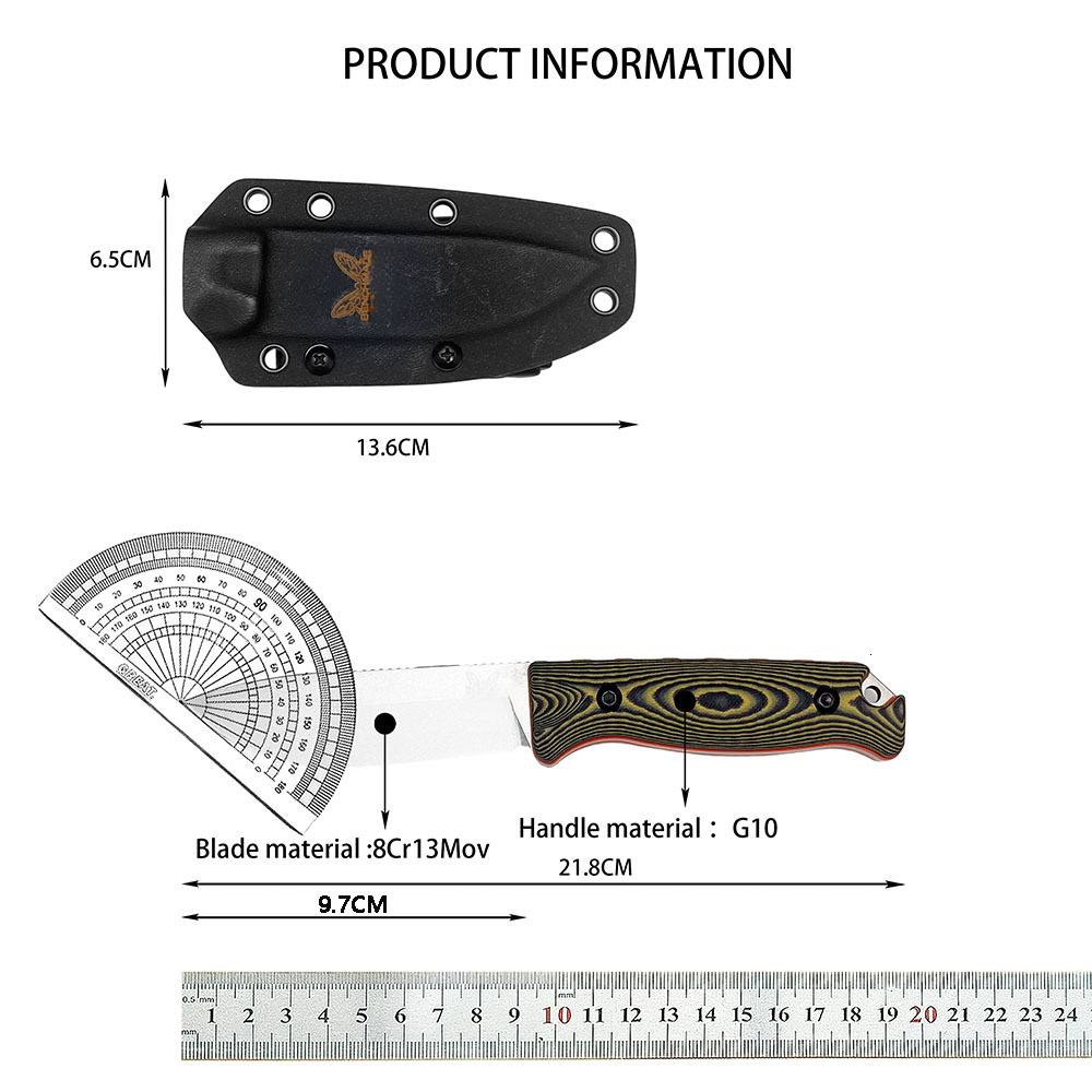 BM 15002 Portable Fixed Knife S90V Blade G10 Handle Outdoor Knife Camping Durable Portable EDC Multitool EDC Knife