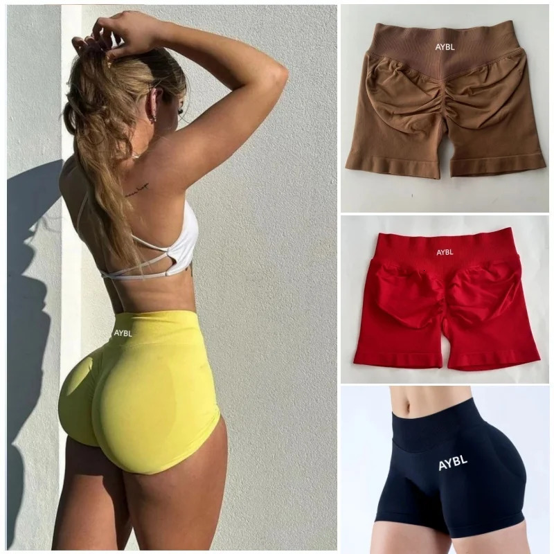 2026 AYBL Fashion Shorts Low Waist Seamless Yoga Shorts Scrunch Bum Gym Shorts Women Workout Biker Stretch Fitness Shorts 260427