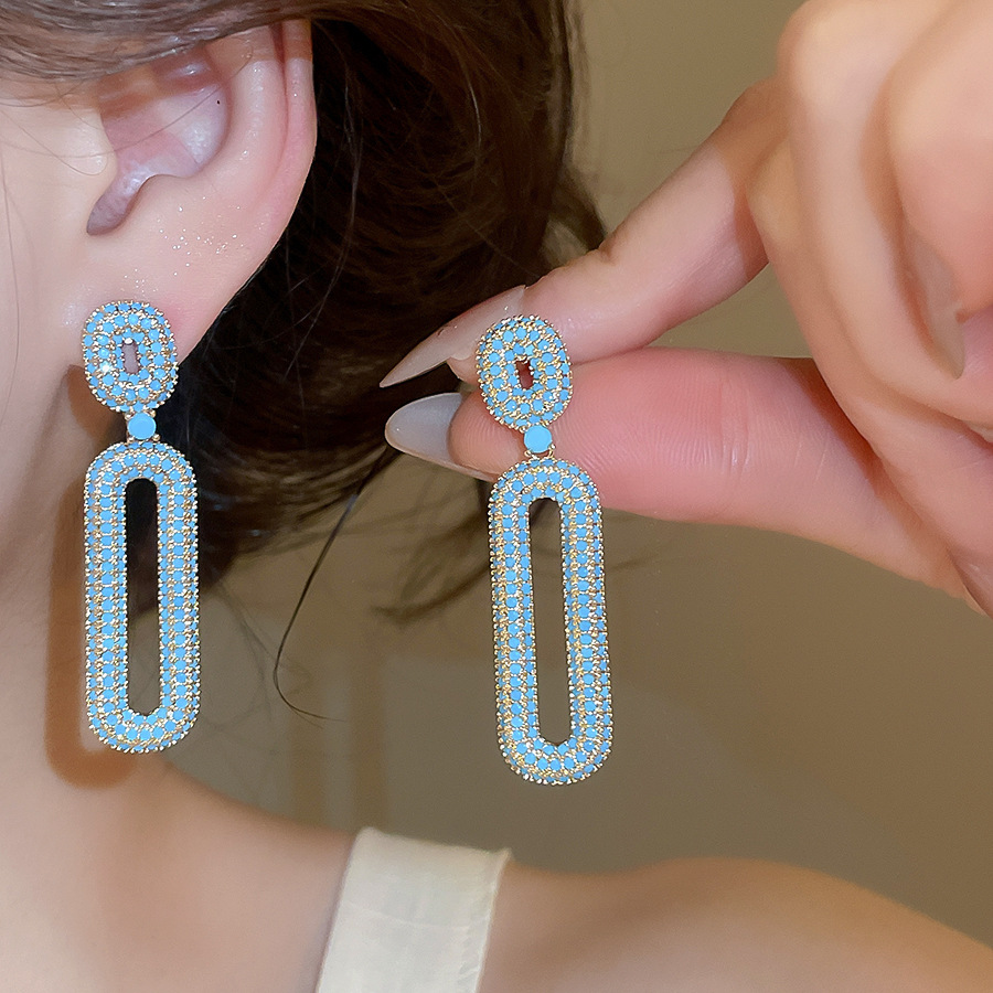 2026 New Model Silver Needle Zircon Oval Hollow Stud for Women, High-End Light Luxury Style, Versatile and Elegant Earrings - view 4
