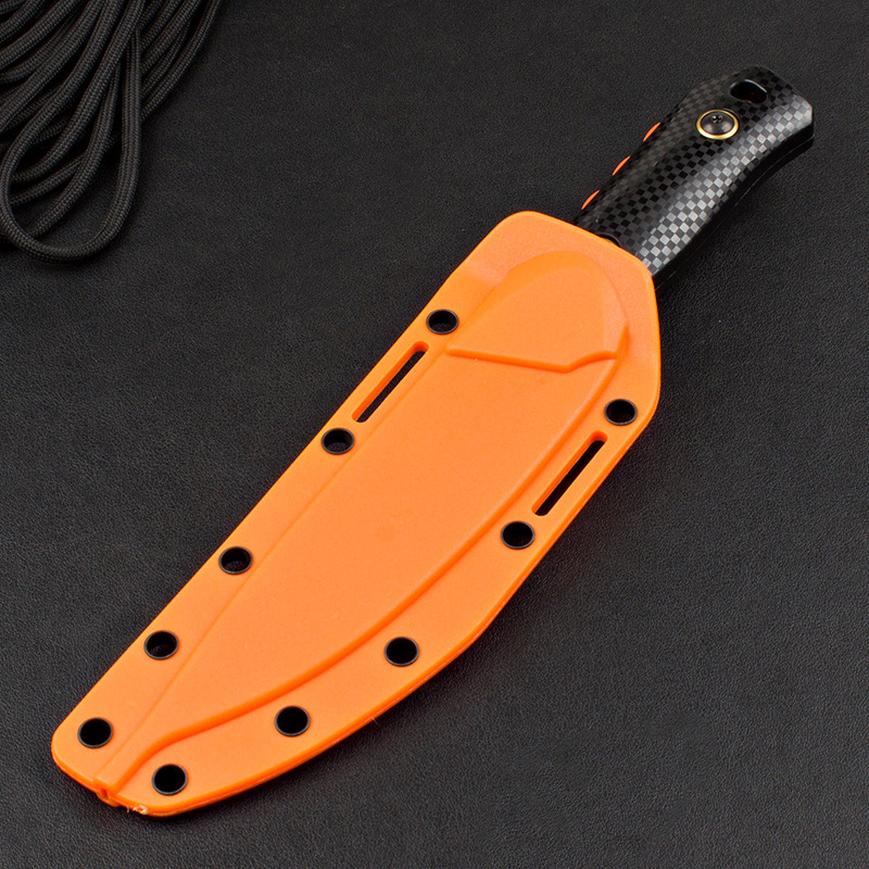BM 15600 Fixed Knife D2 Steel Stone Wash Blade Black with Boltaron Sheath Survival Straight Knives Outdoor Multifunctional Tool