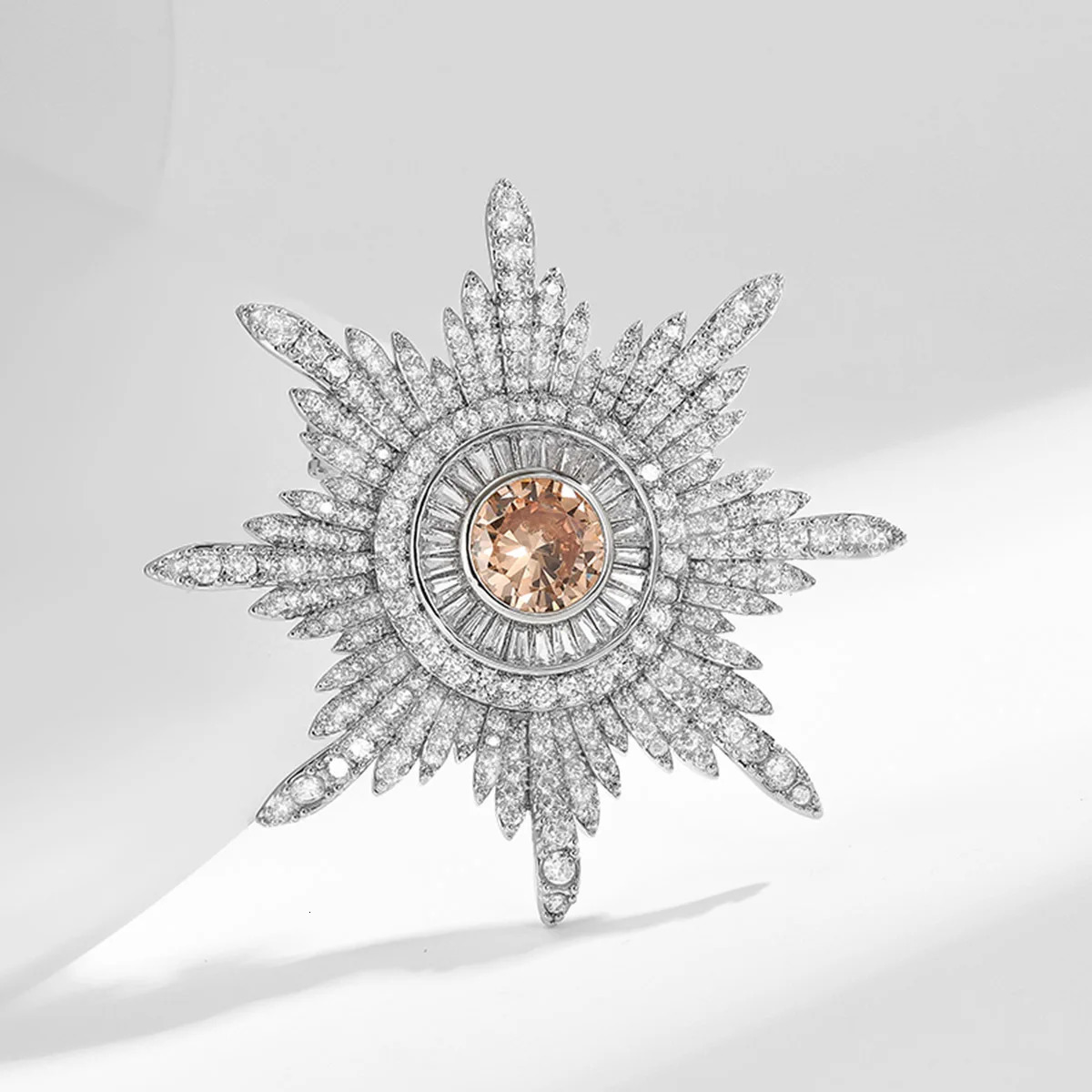 British Style Cubic Zirconia BroochSparkling Eight-Pointed Star Pin Minimalist Daily Accessory 260427BJ - view 3