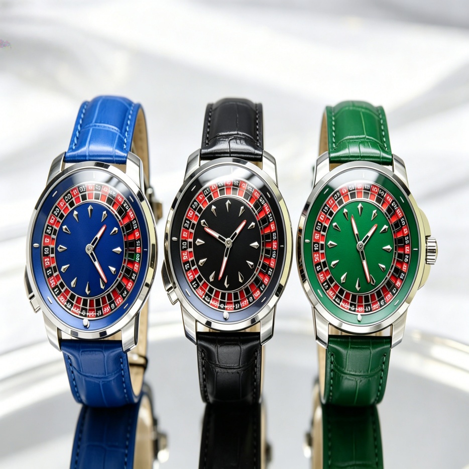 swiss luxury roulette wheel automatic watch for men leather strap aaa with box