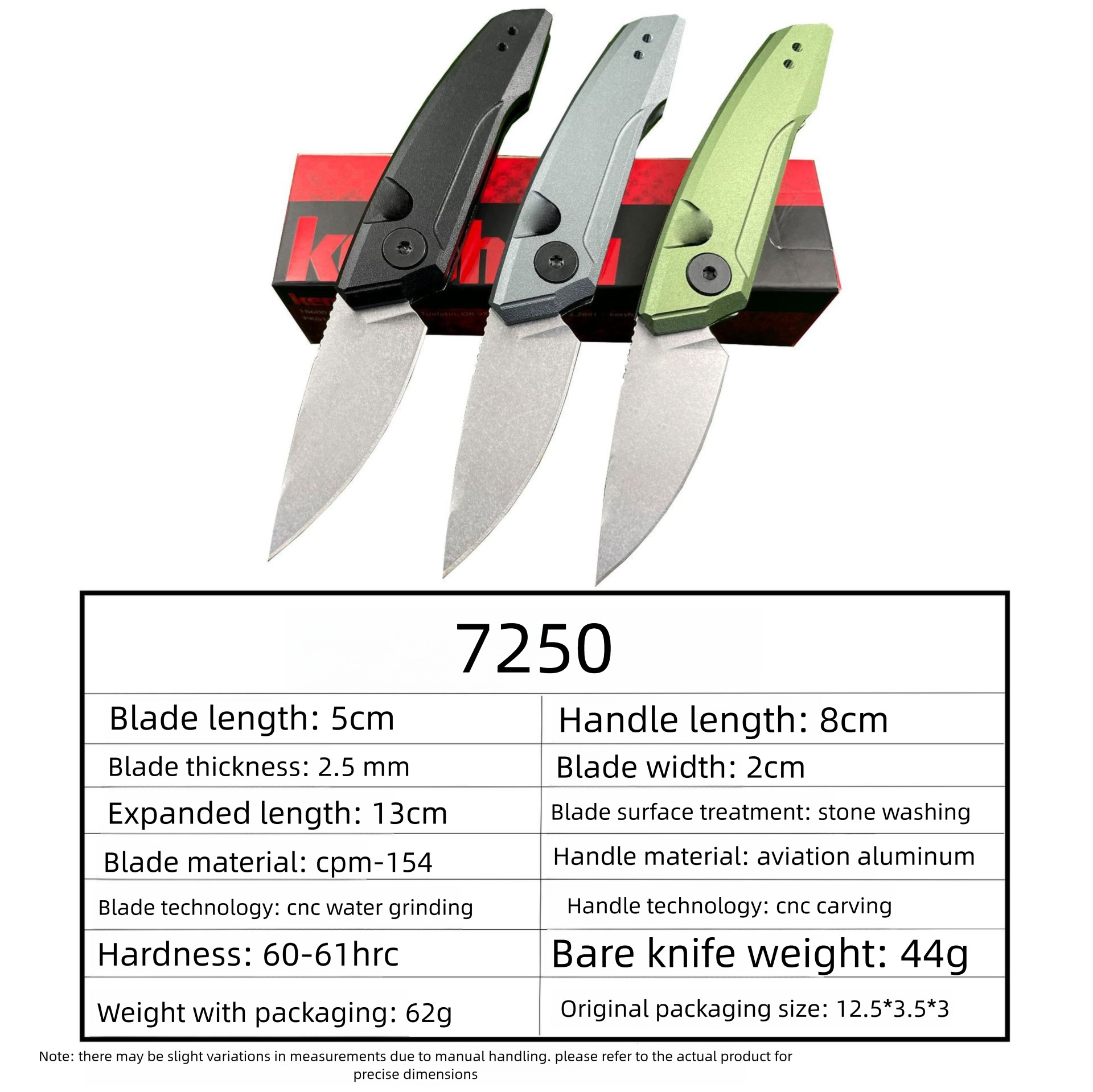 7250 Mini Pocket Folding Knife CPM154 Blade Aluminum Alloy Handle EDC Camping Hunting Essential Self-Defense Knife Men's Gift