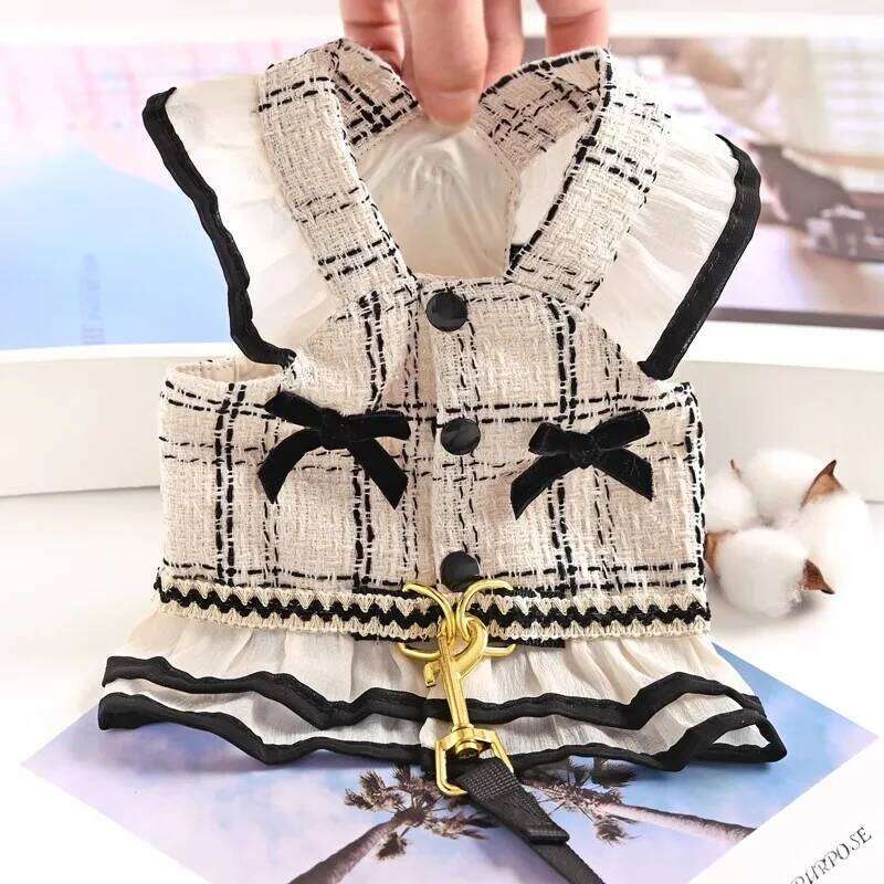 Luxury Harness For Chihuahua Small Puppy Dog Leash And Collar Set Pet Outside Walking Vest Dress Cat Animal Accessories Designer Bamubi