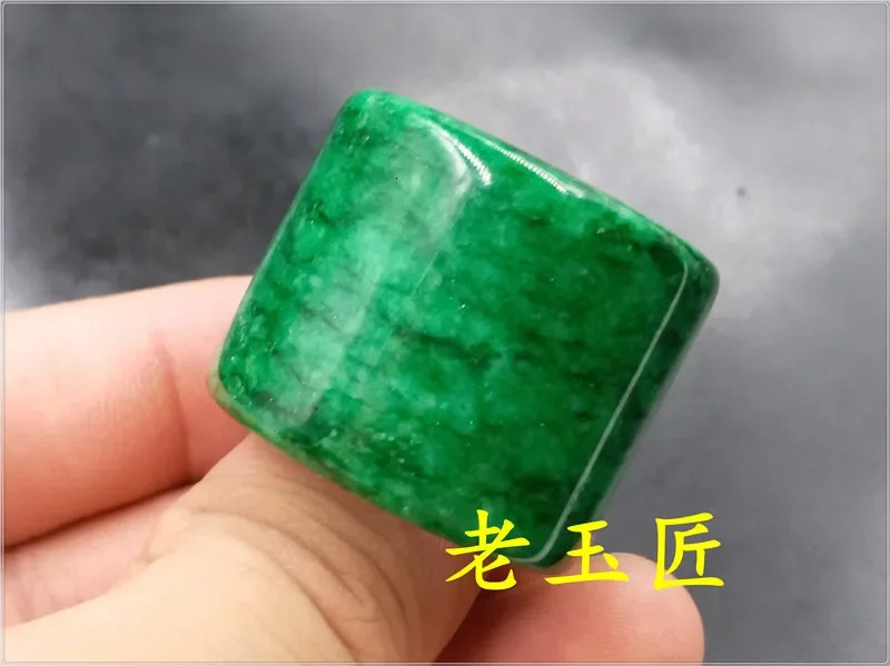 Natural Green Jade 22MM Ring Jadeite Amulet Fashion Chinese Charm Jewelry Hand Carved Crafts Luck Gift Men 260427 - view 3