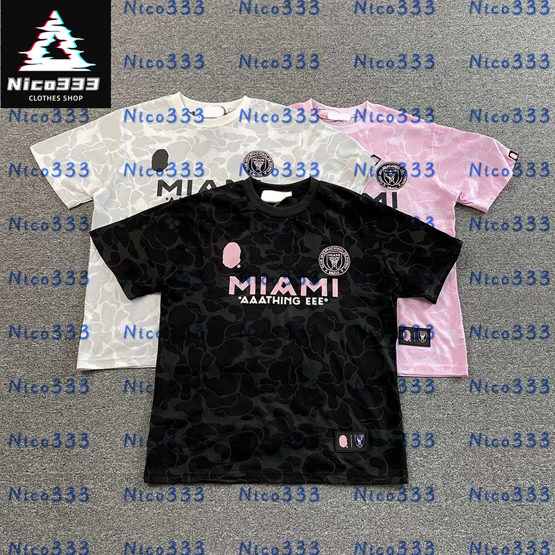 Japan street camo ap style Miami black and white pink round neck cotton loose hundred street men and women casual short sleeve T-shirt
