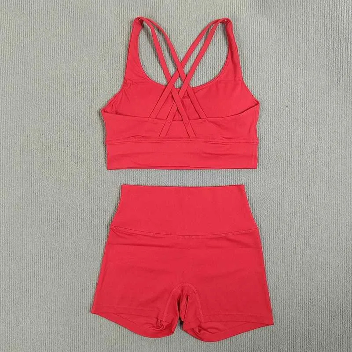 2026 Gym Clothe Set Womens Solid Color Soft Gym Yoga Set 2Pc Cross Sport Bra And workout set Cycling Short Legging Tracksuit For Comprehensive Trainin