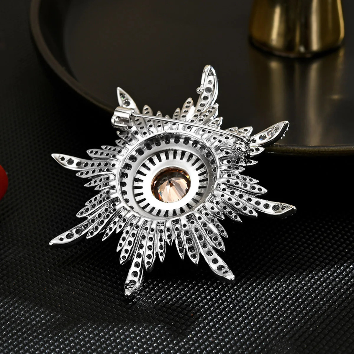 British Style Cubic Zirconia BroochSparkling Eight-Pointed Star Pin Minimalist Daily Accessory 260427BJ - view 5