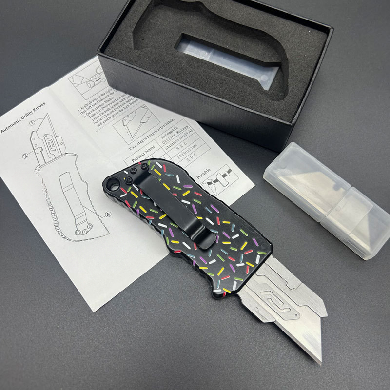 Mini Aluminum Folding Utility EDC Knife Box Cutter Pocket Utility Knife with Replaceable Blades Belt Clip