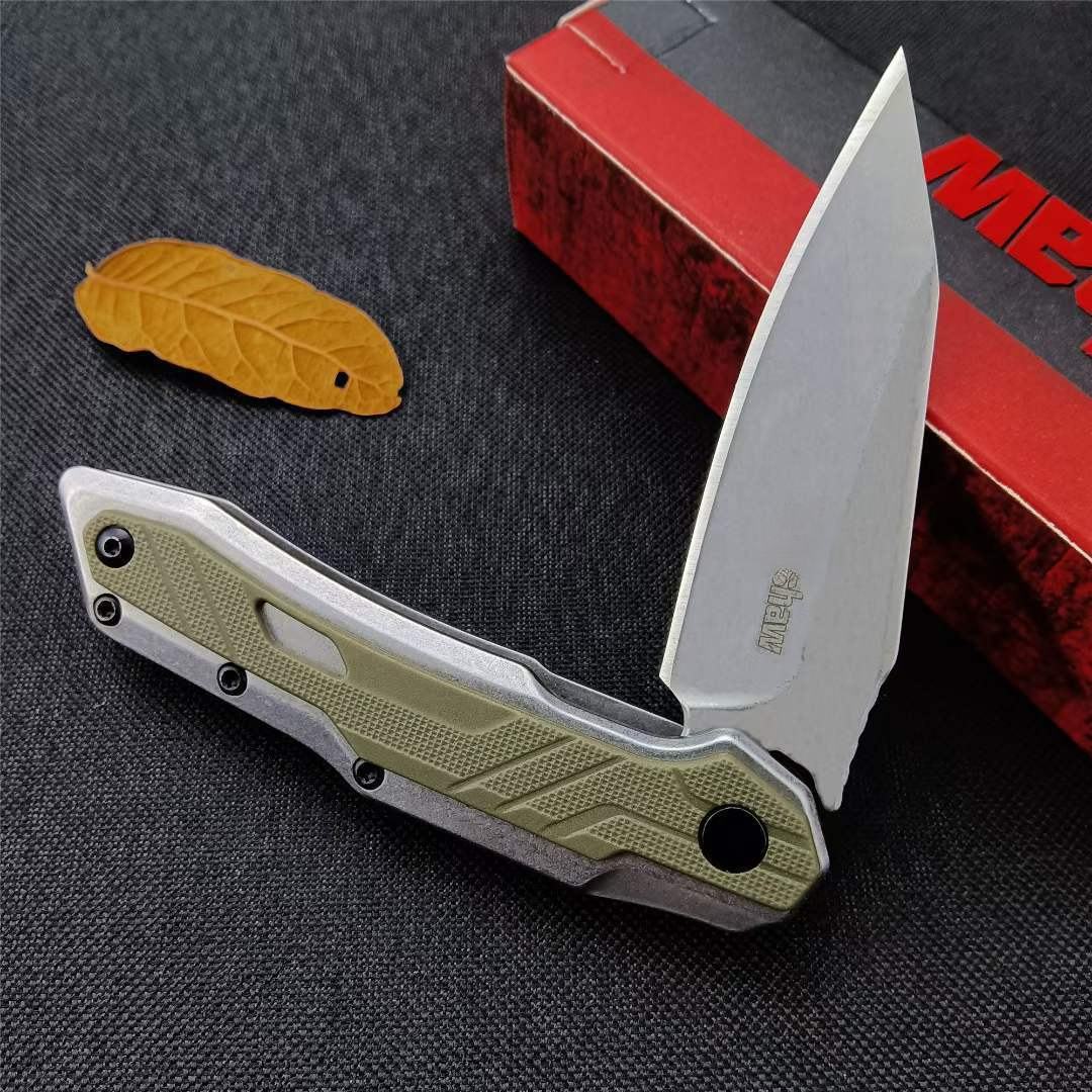 KS 1369 Folding Pocket Knife Assisted Flipper 2.95 Inch 8Cr13Mov Stonewashed Clip Point Blade G10 Handle for Camping EDC