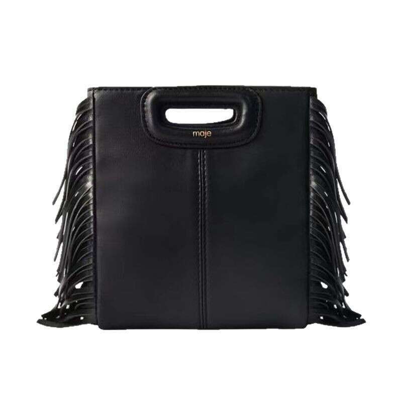 New Fashion Maje Shoulder Black PU Soft Crossbody Bag Large Capacity Retro Women's Handbag