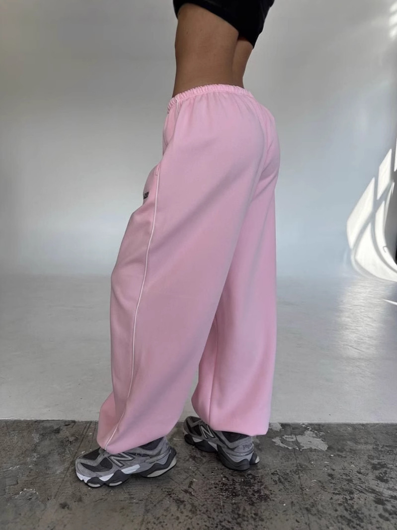 Women's Pants Autumn Street Sweatpants Y2K Aesthetic Slacks Korean K- Fashion Personalized Letters Embroidered Casual Loose Wide Leg