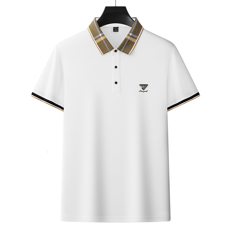 Designer Mens Plaid Collar Polo Shirt 2026 Summer New Short Sleeve Casual Business Tops With Embroidered Logo Breathable Comfortable Tee For Daily Wor