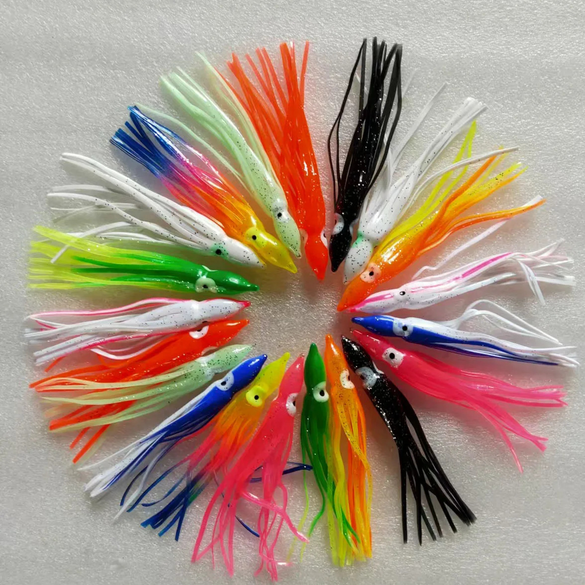 100pcs12cm fishing luresoft lure squid jigs saltwater octopus baitsoft siliconfishing skirte hook 260427
