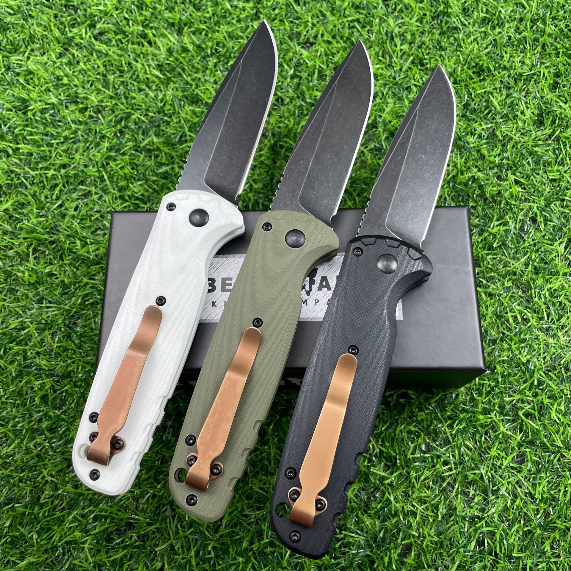BM4300 Auxiliary Pocket Folding Knife D2 Blade G10 Handle Jungle Hunting Cutting Survival Knives Outdoor Hiking Camping Tool
