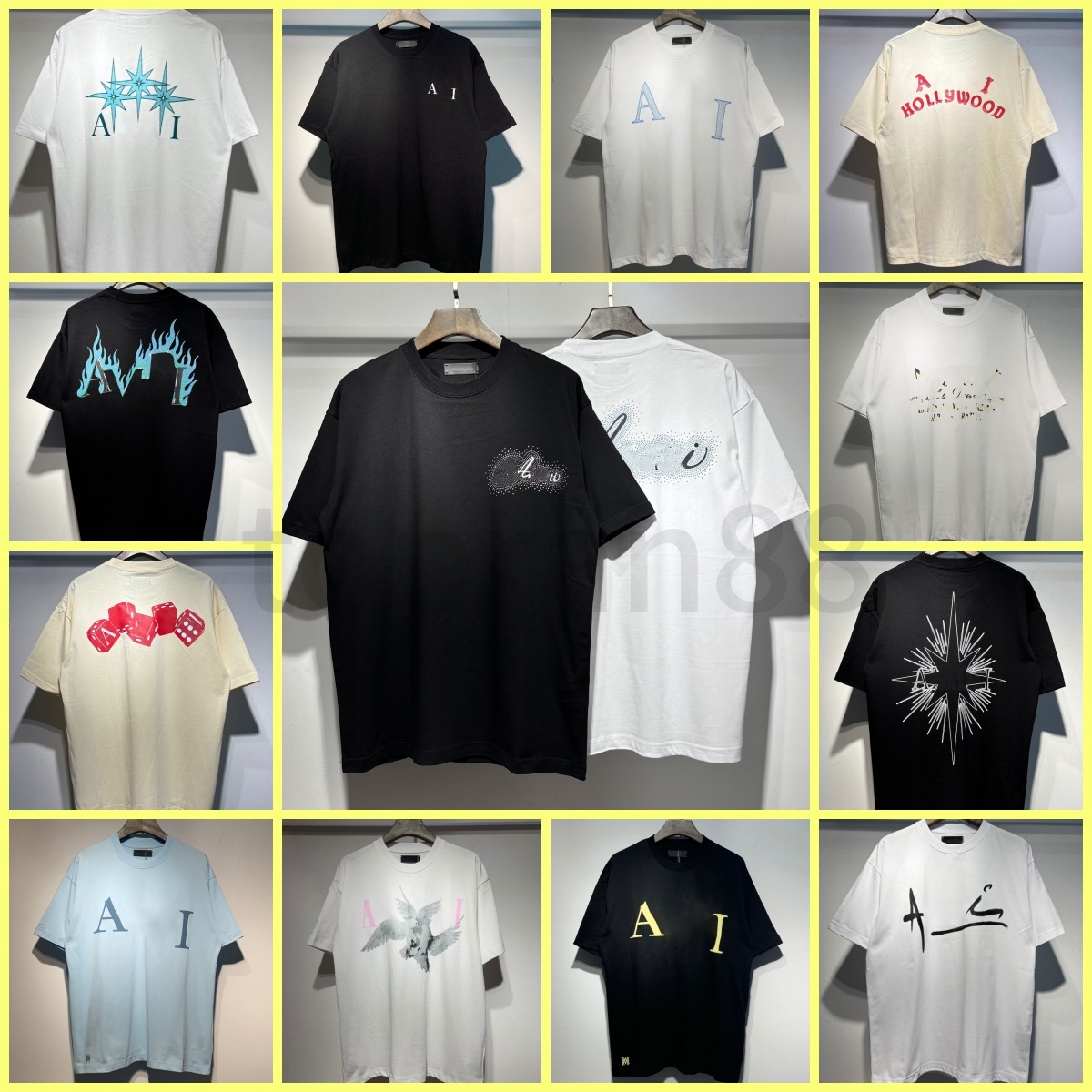 Designer amirimen Shirt Summer Round Neck Men Shirt Designer T shirt Mens Womens Fashion Streetwear Graphic Tee Man Loose fit shirts s--xl