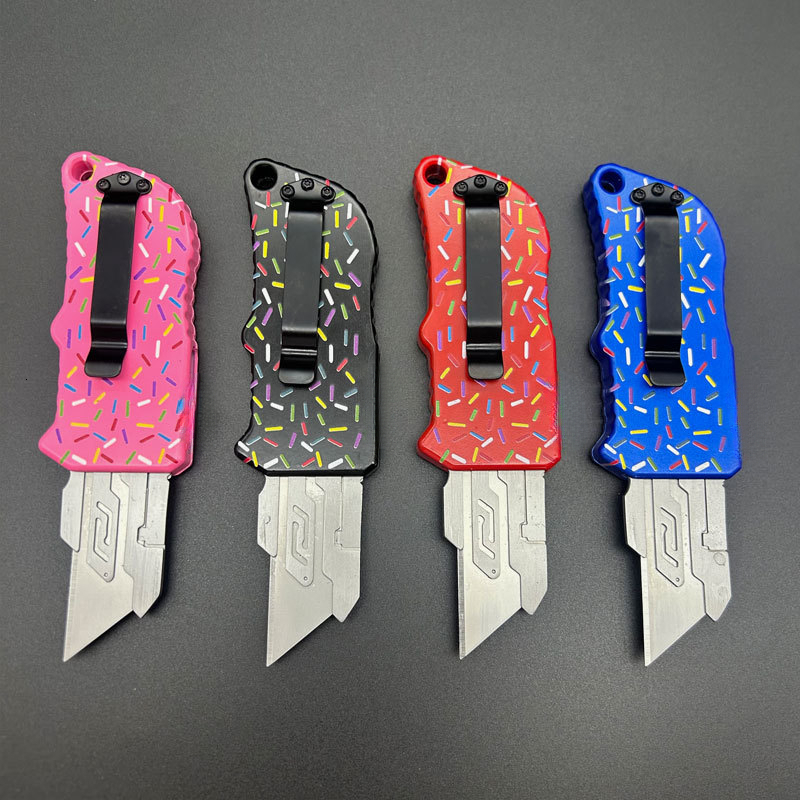 Mini Aluminum Folding Utility EDC Knife Box Cutter Pocket Utility Knife with Replaceable Blades Belt Clip