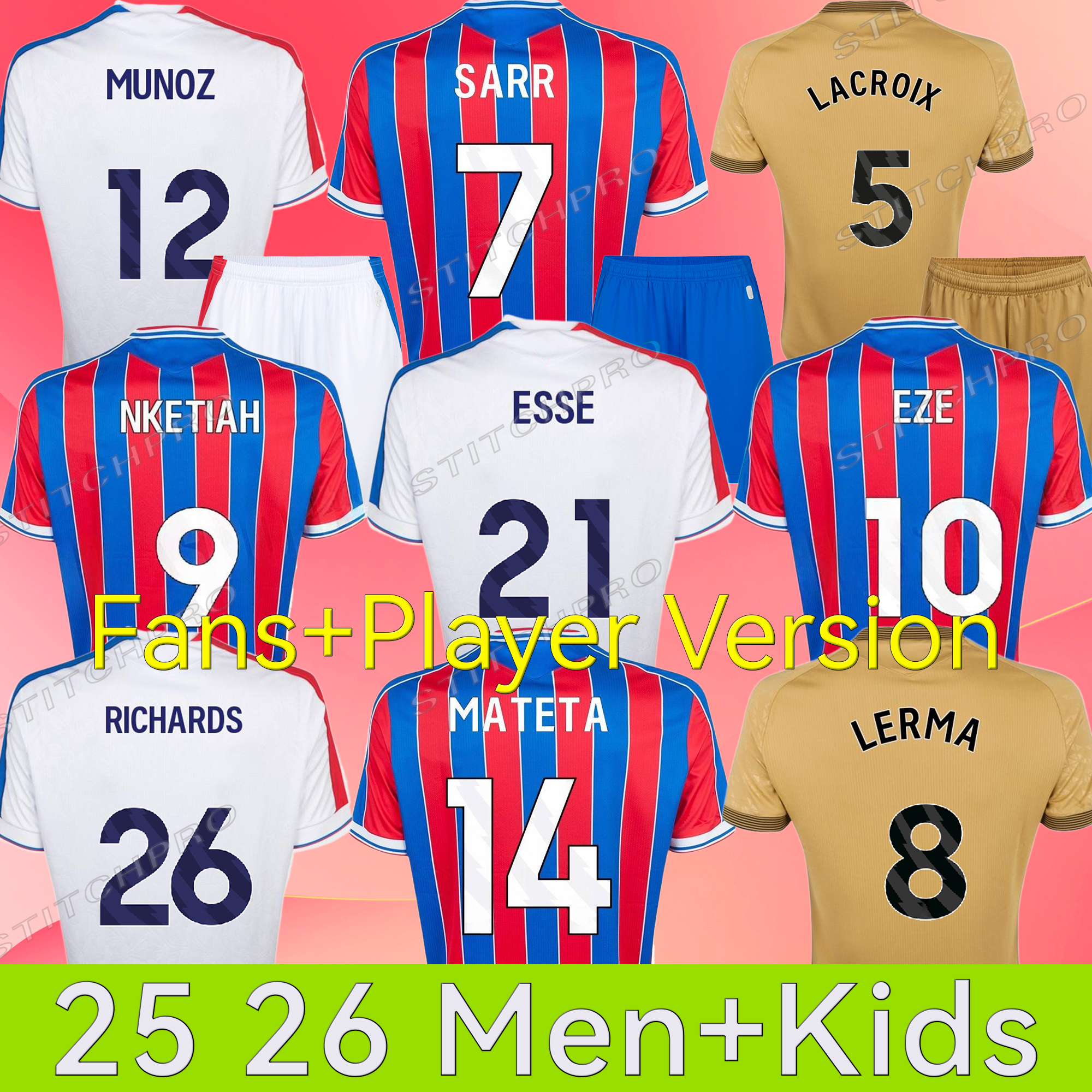 25 26 MATETA Crystals Olise Palaces 3rd Soccer Jersey KAMADA EZE DOUCOURE MUNOZ LERMA GUEHI MITCHELL SARR WHARTON RICHARDS men kids Kits fans player Football Shirt