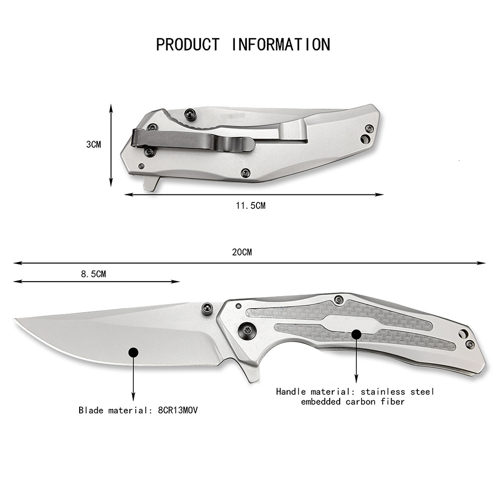 8300 Tactical 8CR13MOV Blade Camping Pocket Knife High Hardness Outdoor Folding Knife with Clip Wilderness Adventure Rescue EDC Knife