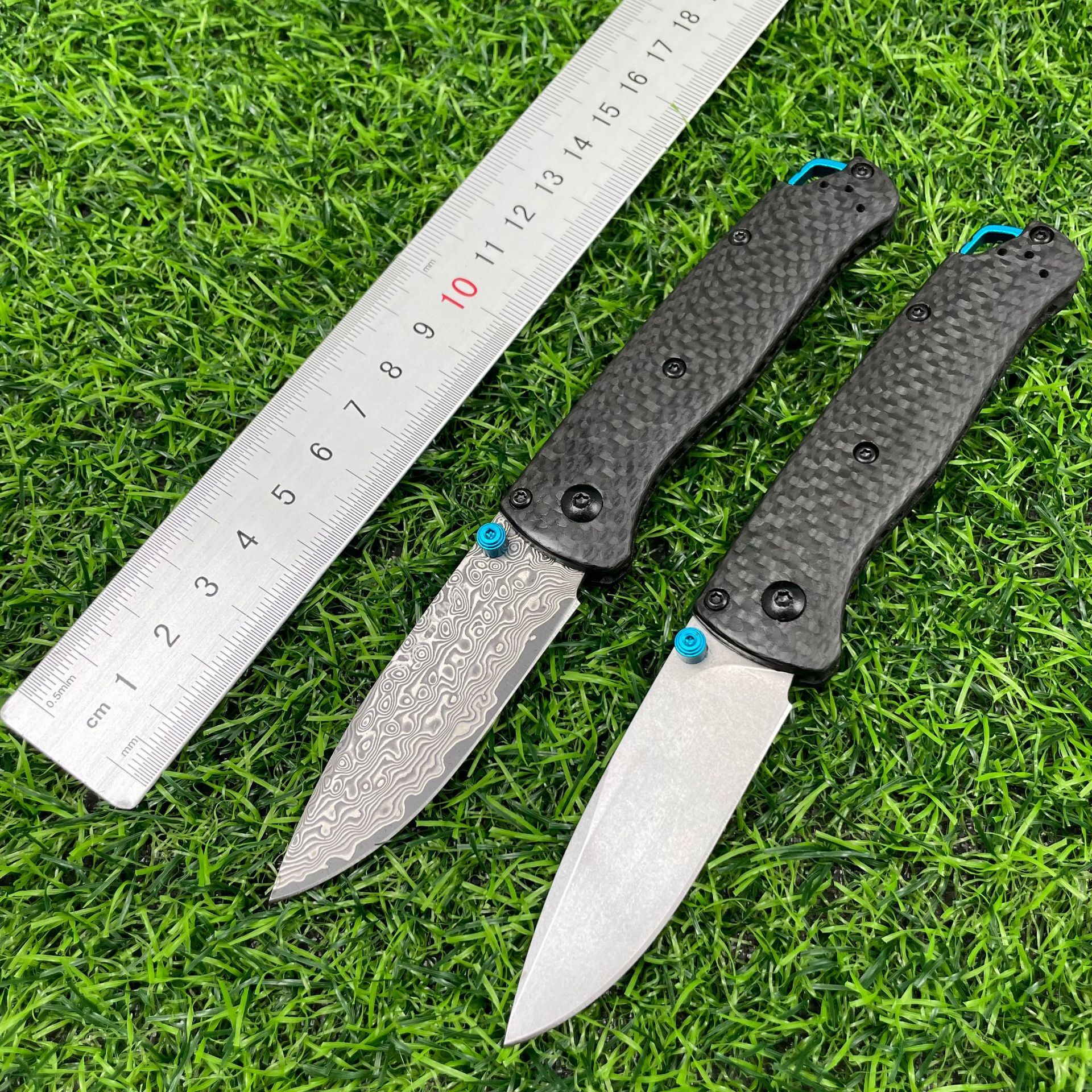 BM535 Folding Tactical Knife Damascus Steel Blade Bugout Knife Carbon Fiber Handle Pocket Outdoor Camping Self-defense Knives