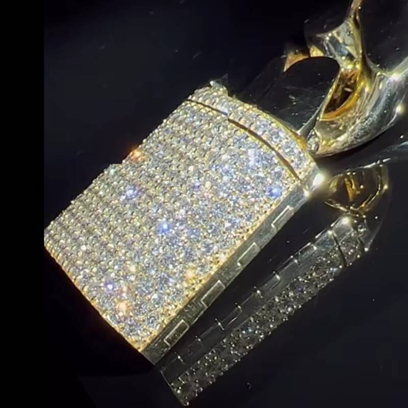 Mens Luxury High-Jewelry VVS Moissanite Diamond Cuban Bracelet with Gold Plated Ice Chain Pass Diamond Tester Hip Hop Style