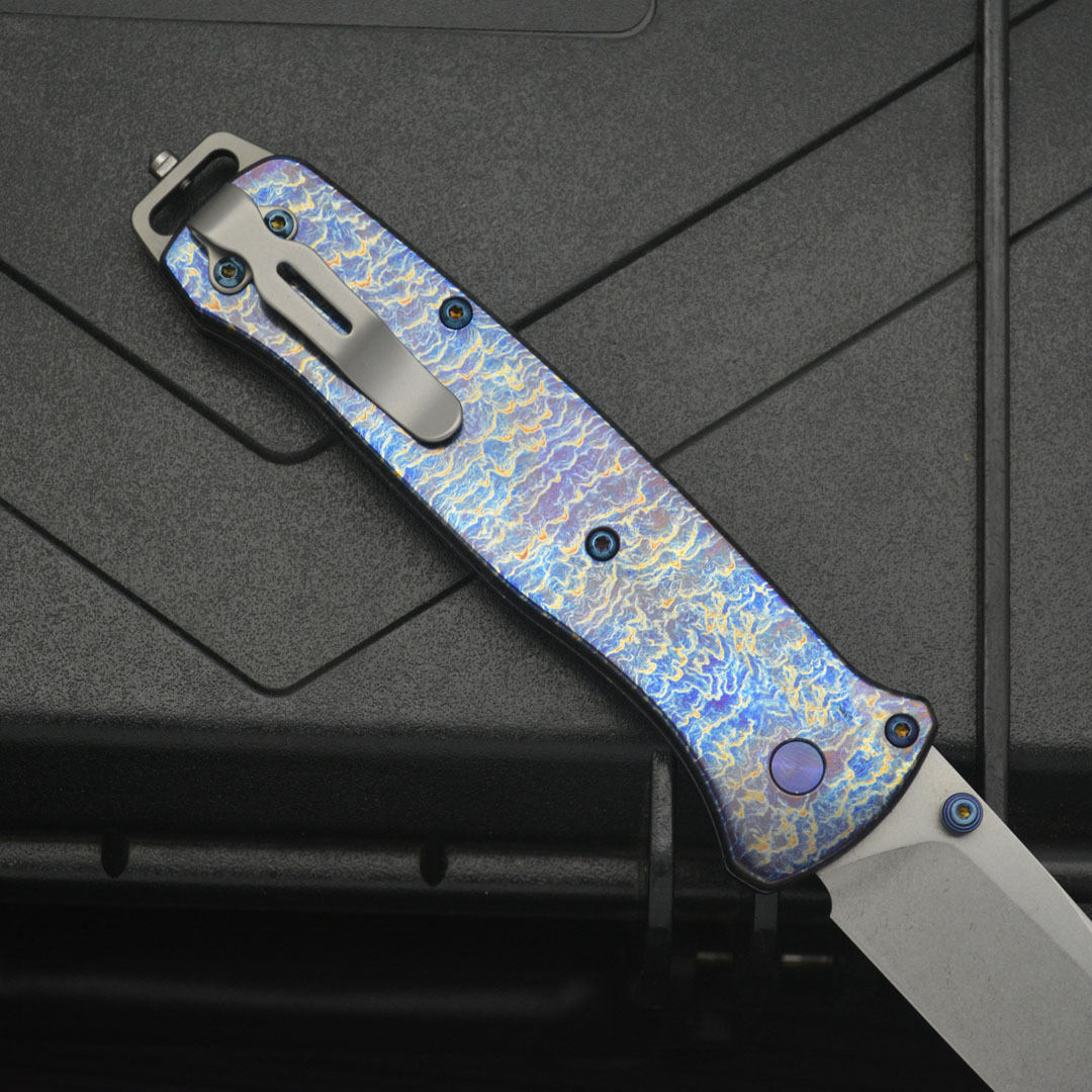 New BM537 Folding Knife D2 Steel High Hardness Titanium Alloy Small Knife Outdoor Pocket Knife