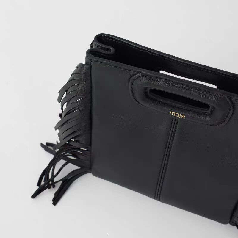 New Fashion Maje Shoulder Black PU Soft Crossbody Bag Large Capacity Retro Women's Handbag