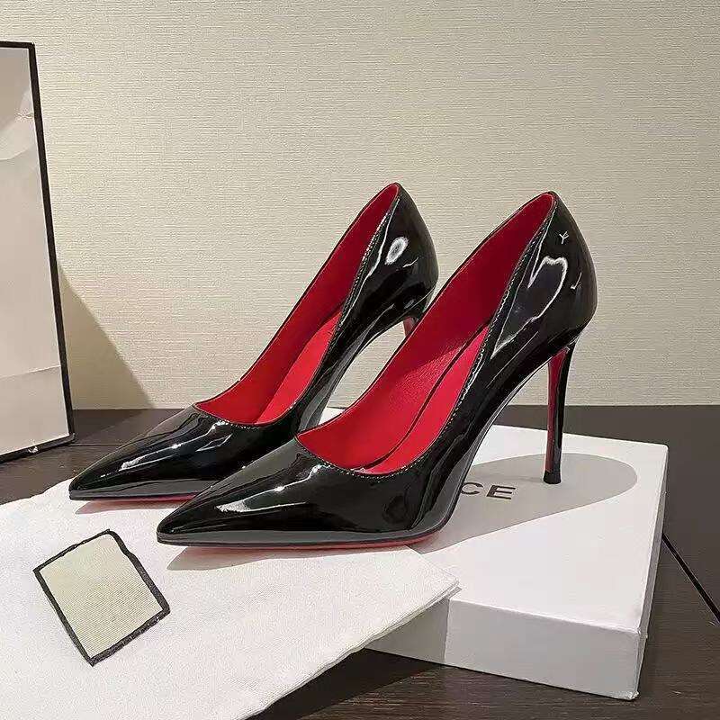 Dress Shoes 2026 Women's 9cm Stiletto Heel Pumps Glossy Patent Leather Pointed-Toe Sexy Chic Evening Party Footwear For Ladies dh4921001