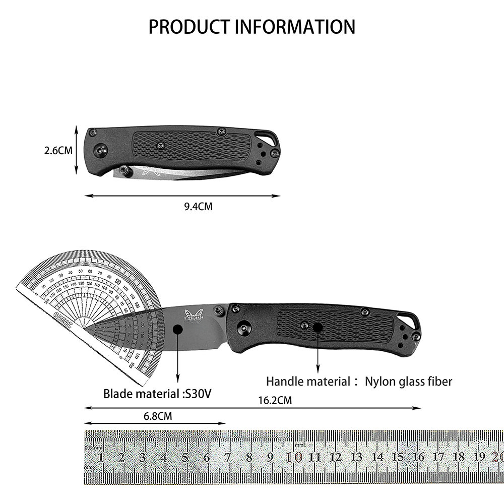 BM533 MINI Bugout Pocket Folding Knives S30V Blade Nylon Fiber Handle Multi-tool EDC Utility Camping Survival Knives for Gift