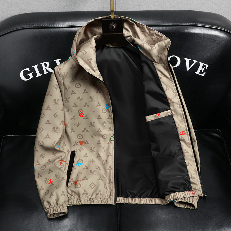 Free shipping 2026 spring and summer new arrival light luxury men's casual hooded loose fitting fashionable trendy jacket black yellow