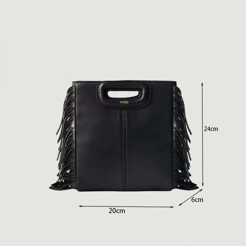 New Fashion Maje Shoulder Black PU Soft Crossbody Bag Large Capacity Retro Women's Handbag