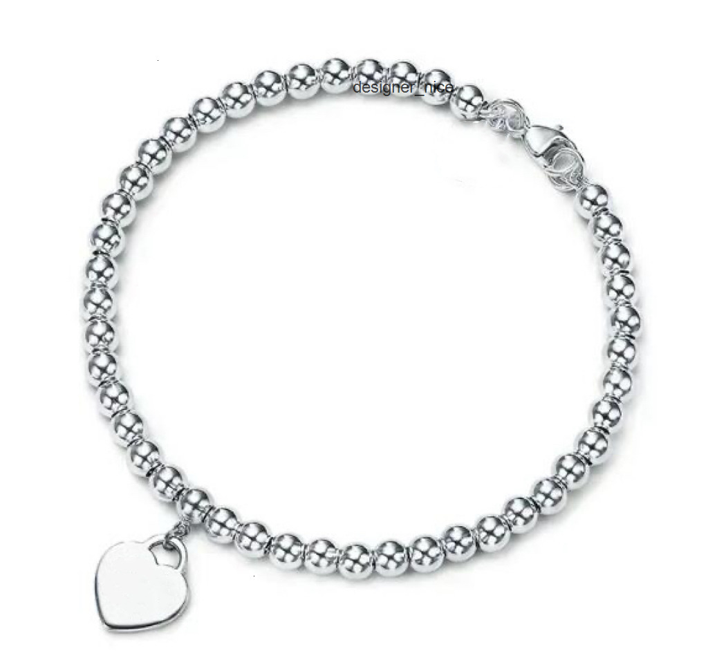 tiffamy and co fashion 925 sterling silver heart bracelet classic beaded 4mm rose gold bead man women jewelry lovers necklace gifts tif tiffanies and tiffanyx co 6wl0