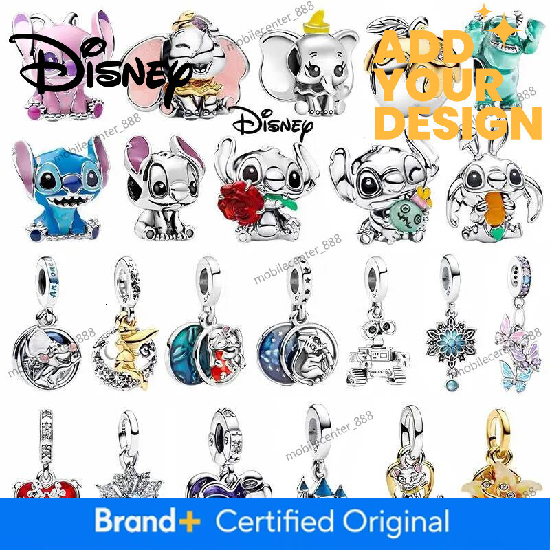 Designer Disney Jewelry 2026 Disney 925 Silver Mickey Stitch Dumbo&The Cat's Adventure Bead Charms, Fits 3Mm Bracelet Necklace, Womens DIY Jewelr